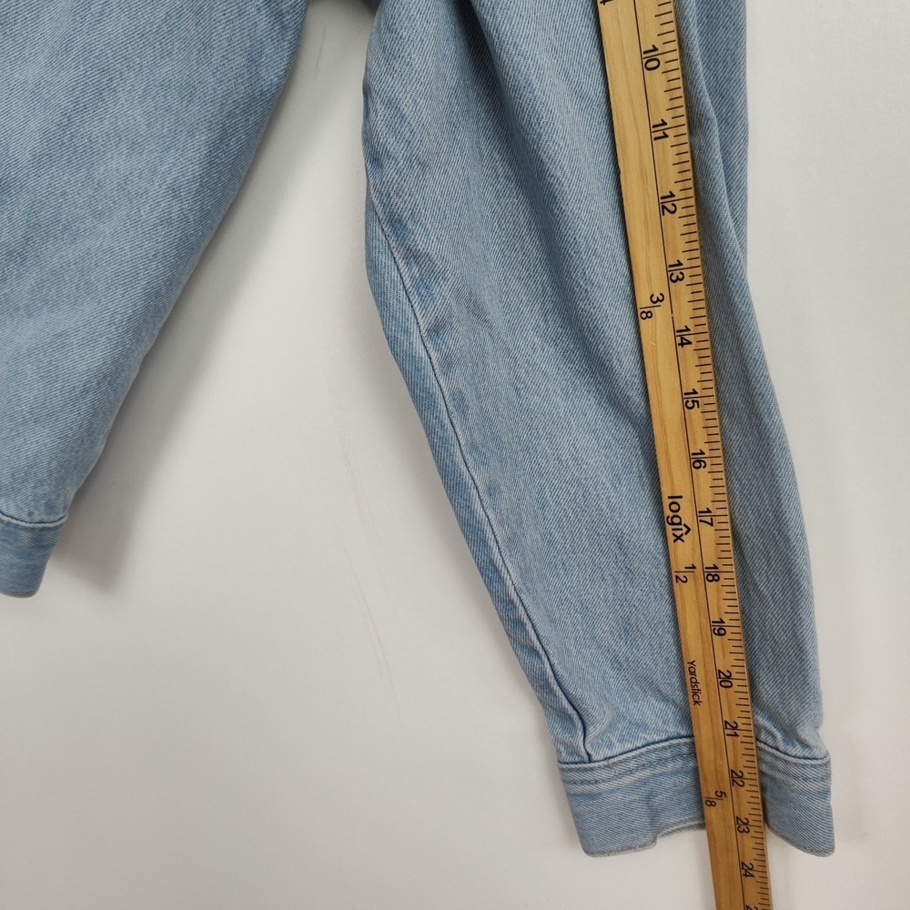 Vintage Tommy Hilfiger Jacket Men's Size L Lt. Blue Denim Big Flag Button-Up - Picture 7 of 13